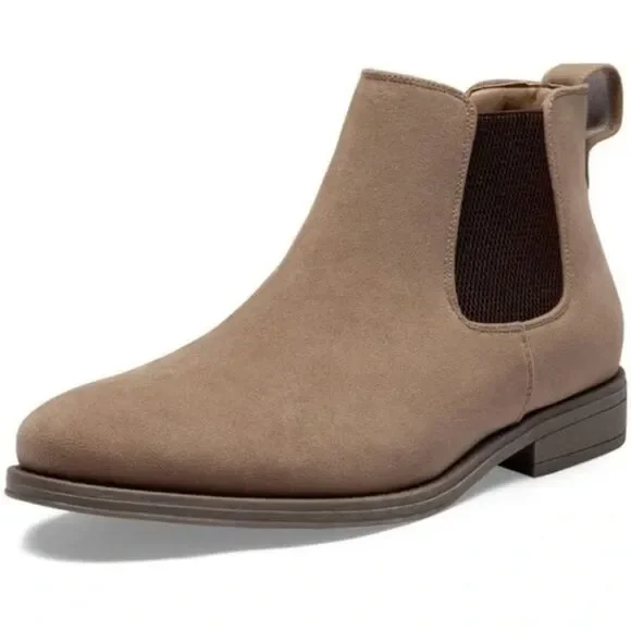 New Men's Chelsea Boots Casual Suede Fall Ankle Boots Simple, Mushroom - Picture 2 of 10